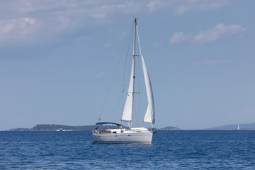 isolated yacht on adriatic sea