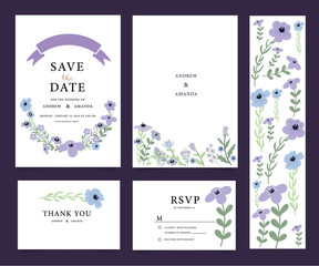 Fototapeta na wymiar wedding invitation card template set with text