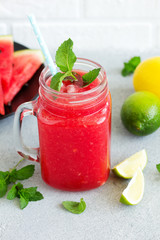 Healthy watermelon drink and fresh watermelon