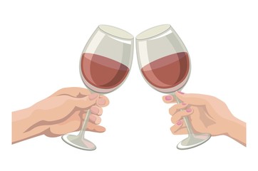 Two glasses of wine. Colored vector illustration on white
