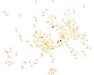 Sesame seeds on white background