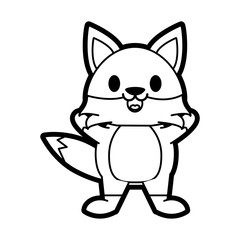 Flat line uncolored fox over white background vector illustration