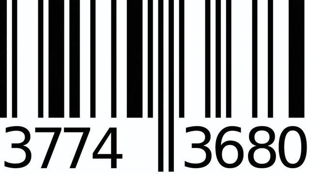 Detailed (near maDetailed (near macro) scanning of a barcode in slow motion, the red scanline light reading the bars and showing a green dot upon the successful decoding.