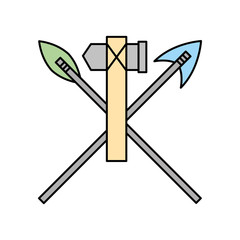 antique arrows and ax isolated icon vector illustration design
