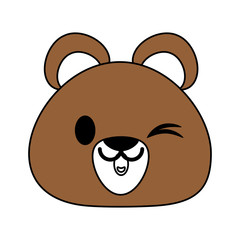 Fototapeta premium Flat line bear with hint of color over white background vector illustration