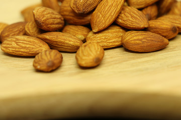 almonds on wood background