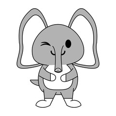 Flat line gray elephant over white background vector illustration