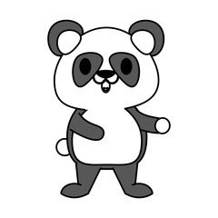 Naklejka premium Flat line panda with hint of color over white background vector illustration