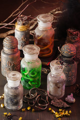 witch apothecary jars magic potions halloween decoration