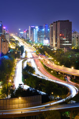 Fototapeta na wymiar The Dongzhimen North Overpass at night in Beijing,China.