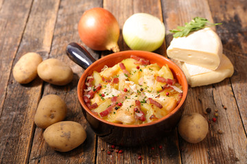 potato gratin with bacon,cream and cheese