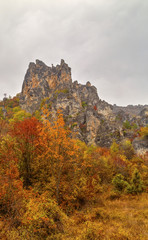 Beautiful landscape in the mountain with colorful autumn forest