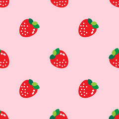 SEAMLESS STRAWBERRIES PATTERN
Big red strawberries are set as a seamless pattern on the light pink background.