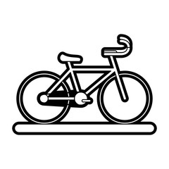 Flat line uncolored bike over white background vector illustration