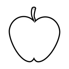 Flat line uncolored apple over white background vector illustration