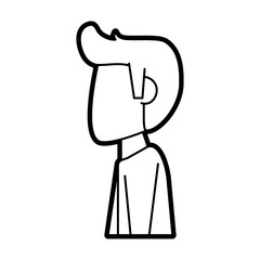 Flat line uncolored man avatar over white background vector illustration