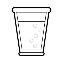 Flat line uncolored drink glass over white background vector illustration