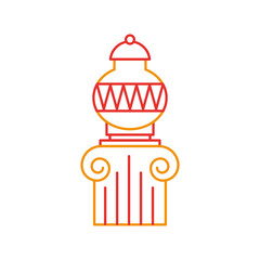 Old museum vase on column vector illustration design