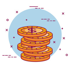crowdfunding stack dollar coins money vector illustration