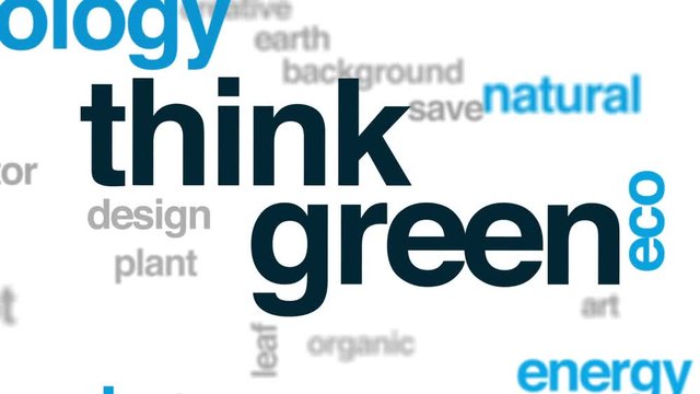 Think green animated word cloud, text design animation.