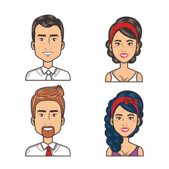 portraits of happy men and women people faces avatars vector illustration