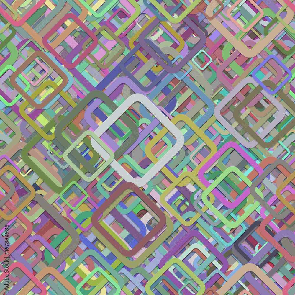 Poster seamless abstract square background pattern - vector graphic from diagonal multicolored rounded squa