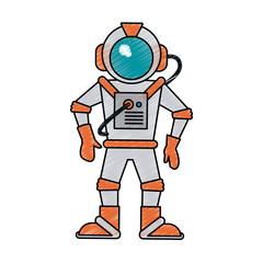 Colorful astronaut doodle over white background vector illustration
