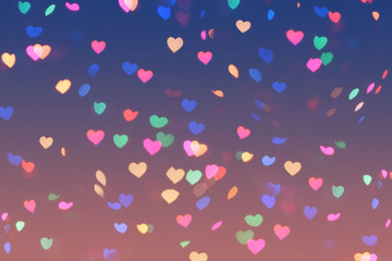 Bokeh hearts lights romantic background pink blue 1