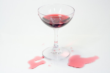 glass with red wine splash