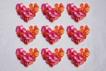 Rose petals hearts valentines day background pink orange 3