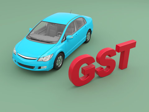 G S T Concept with Car - 3D Rendered Image