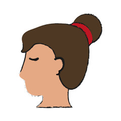 Colorful woman head doodle over white background vector illustration