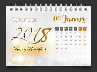January 2018. Desk Calendar 2018