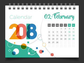 February 2018. Desk Calendar 2018