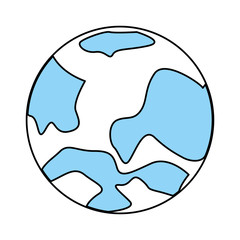Flat line monocromatic planet over white background vector illustration