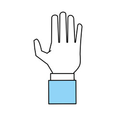 Obraz premium Flat line monocromatic hand over white background vector illustration