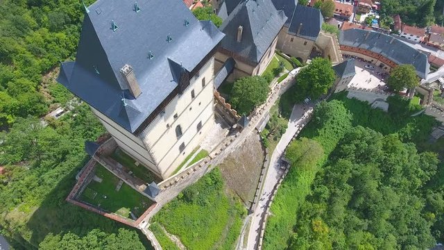 Aerial view of Medieval castle Karlstejn in Czech republic, Europe