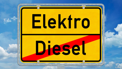 Obraz premium osg35 OrtsSchildGrafik osg - Ortsschild mit der Aufschrift Elektro und Diesel - 16zu9 g5418