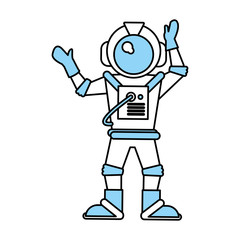 Flat line monocromatic astronaut over white background vector illustration