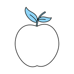 Flat line monocromatic apple over white background vector illustration