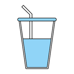 Flat line monocromatic water glass over white background vector illustration