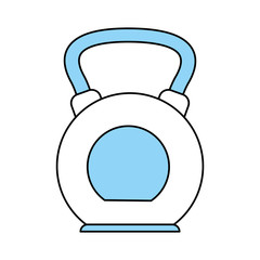 Flat line monocromatic kettlebell over white background vector illustration