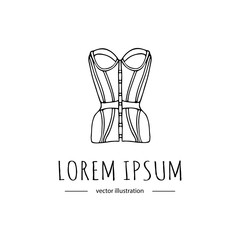 Hand drawn doodle Lingerie icon. Fashion feminine vector illustration. Sexy lacy woman underwear symbol collection. Cartoon sketch element: basque, bra, corset, brassiere, tight,  form-fitting bodice