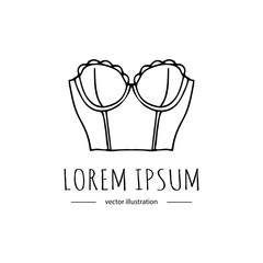 Hand drawn doodle Lingerie icon. Fashion feminine vector illustration. Sexy lacy woman underwear symbol collection. Cartoon sketch element: basque, bra, corset, brassiere, tight,  form-fitting bodice