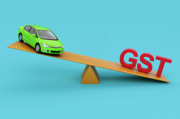 G S T Concept with Car model - 3D Rendered Image