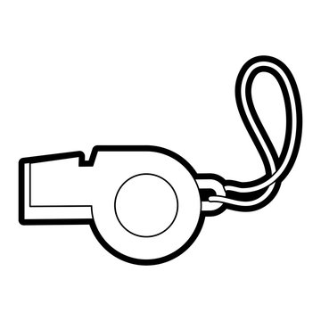 recommend clip art: Flat line uncolored whistle over white background vector illustration
