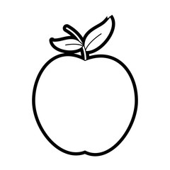 Flat line uncolored apple over white background vector illustration