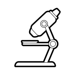 Flat line uncolored microscope over white background vector illustration