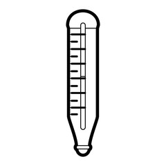 Flat line uncolored thermometer over white background vector illustration