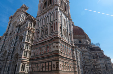 Obraz premium Cattedrale di Santa Maria del Fiore (Cathedral of Saint Mary of the Flower) is the main church of Florence,Tuscany, Italy. The basilica is one of Italy's largest churches, UNESCO World Heritage Site